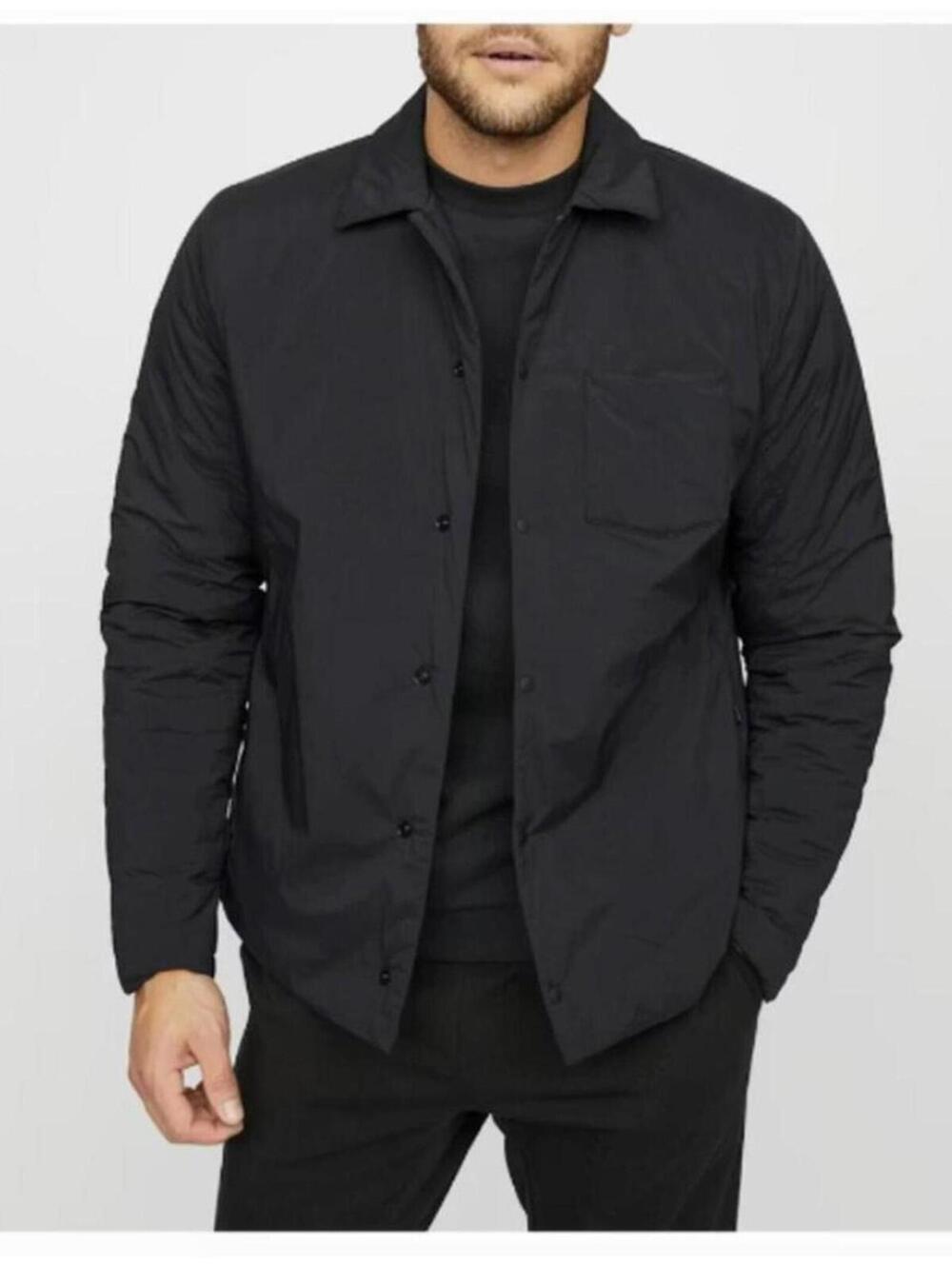 Hill City Puffer Down Shirt Jacket S Black Techwear Snap Front Huckberry